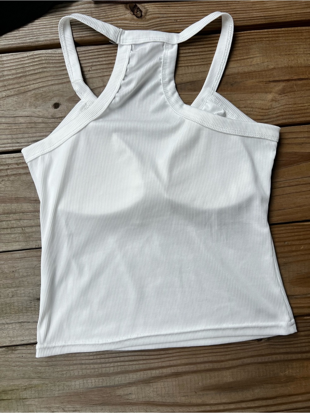3 Women’s Medium Racerback Built in Pads Tank Tops - Black, White, Brown - Picture 6 of 10